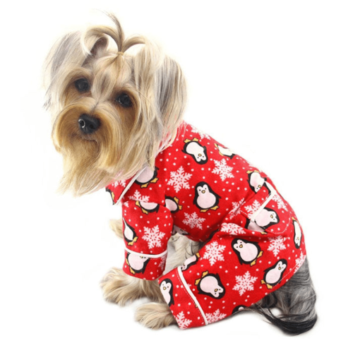 Penguins & Snowflake Flannel PJ with 2 Pockets (Red)