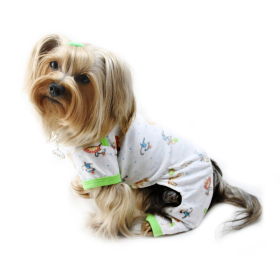 Knit Cotton Pajamas with Party Animals (Color: White, size: M)