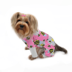 Ultra Soft Plush Minky Bumblebee & Flower Pajamas (Color: Pink, size: M)