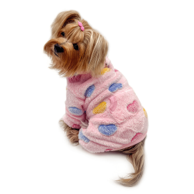Ultra Plush Colorful Hearts Turtleneck Pajamas (Color: Pink, size: XS)